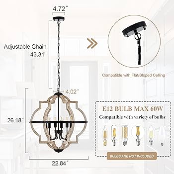 オランダ製アンティーク家具② Q&S Rustic Antique Orb Chandelier Farmhouse Vintage 6-Lights